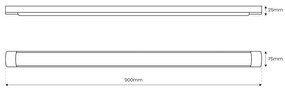 LED svietidlo Batten, 1x LED 27w, 4000k, w, (90 cm)