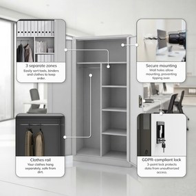 Uzamykateľná hospodárska skriňa sivá DAWID 900 x 1850 x 450 mm