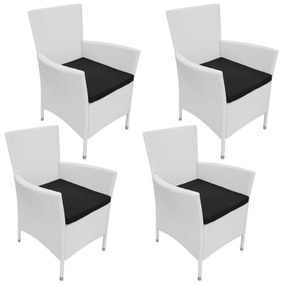 Záhradné stoličky 4 ks s podložkami, polyratan, krémovo biele 274415