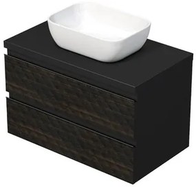 Kúpeľňová skrinka s krycou doskou SAT Cube Way 80x47,5x46 cm hnedá mat CUBE3D46802ZHKD