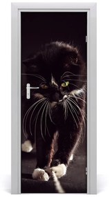Samolepiace fototapety na dvere čierna mačka 95x205 cm