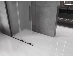 Mexen Velar L, posuvná sprchová zástena Walk-in 110 x 200 cm, 8mm sklo námraza, čierna matná, 871-110-003-33-70