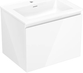 Mexen Orio, kúpeľňová skrinka 60 cm s umývadlom Otis, 1 zásuvka, biela lesklá, 91A10-06047-1-BF00-W18M00