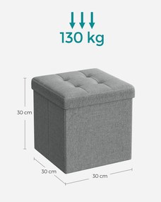 Taburet s úložným priestorom OTTOMAN 30x30 cm, sivý