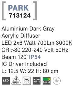 Vonkajšie LED lampa Park 2 x 6W 125 tmavo sivé