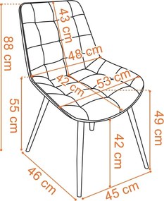 Zamatová stolička NORMAN - zelená