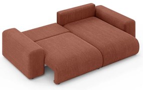 Menčestrová rozkladacia rohová pohovka s úložným priestorom v tehlovej farbe (variabilný roh) Luma – Ropez