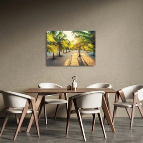 Sklenený obraz - Žena v palmách (70x50 cm)