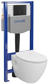 Cersanit Moduo, System50 MECH podomietkový rám + závesná wc misa Moduo Plus CleanOn + čierne tlačidlo MOVI II, S701-766