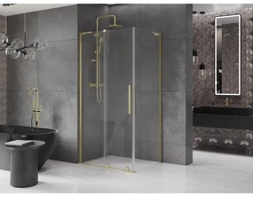 Mexen Velar L, sprchový kút s posuvnými dverami 100 x 80 cm, 8mm číre sklo, zlatá matná, 871-100-080-03-55