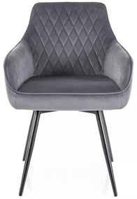 Otočné jídelní křeslo Marlo Velvet šedé/černé
