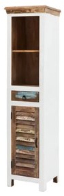 furniture-nabytek.cz - Masívna skriňa do kúpeľne Perth z recyklovaného dreva, lakovaná, biela/barevná – 45×43×180 cm