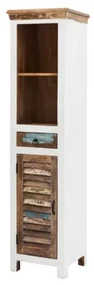 furniture-nabytek.cz - Masívna skriňa do kúpeľne Perth z recyklovaného dreva, lakovaná, biela/barevná – 45×43×180 cm