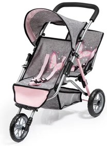 Bayer Design Kočík pre bábiky dvojičky Duo (sivá/bledoružová)  (100355100)