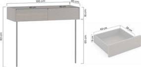 Konzola Dunari 100 cm so zásuvkami a kovovými nohami - dub dunin