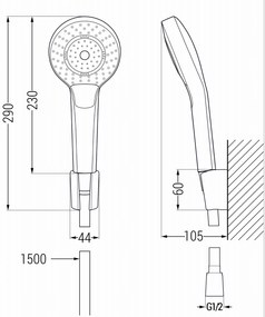 Mexen Royo vaňová sada R05, čierna - 72203R05-70