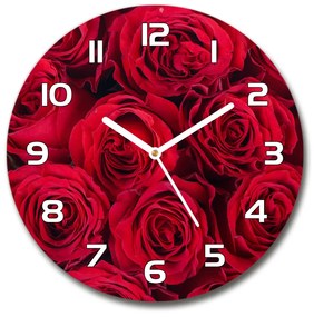 Sklenené nástenné hodiny okrúhle Ruže pl_zso_30_f_102803756