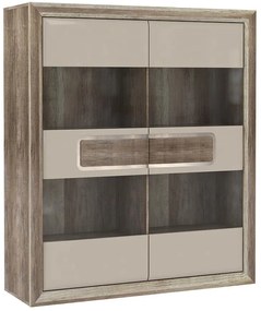 Vitrína Tiziano 2D starožitný dub/béžová