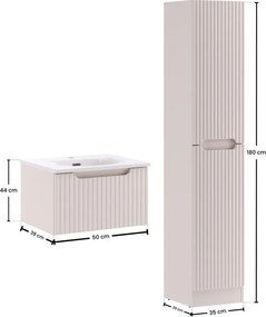 Kúpeľňová zostava Nova Cashmere Sky I so zápustným umývadlom a skrinkami 50 cm kašmírová