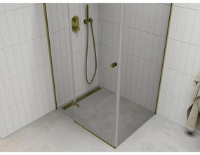 Mexen Roma, sprchovací kút 70 (dvere) x 80 (stena) cm, 6mm číre sklo, zlatý profil, 854-070-080-50-00
