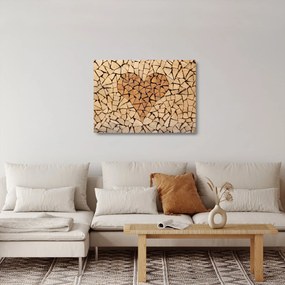 Sklenený obraz - Srdce z dreva (70x50 cm)