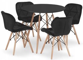 Jedálenský stôl TODI čierny 80 cm so štyrmi stoličkami LAGO čierne