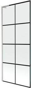 Mexen Next L, 1-krídlová vaňová zástena 80 x 150 cm, 6mm číre sklo-čierny vzor, 6mm číre sklo, profil brúsená oceľ, 895-080-000-03-77-97
