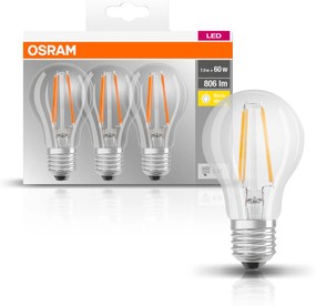 OSRAM Sada 3x LED žiarovka E27, A60, 7W, 806lm, 2700K, teplá biela