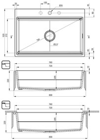 Deante Magnetic, 1-komorový granitový drez 760x520x220mm, biela matná, DEA-ZRM_A10B