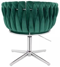 LuxuryForm DESIGN Stolička NORDEN VELUR na striebornom kríži - zelená