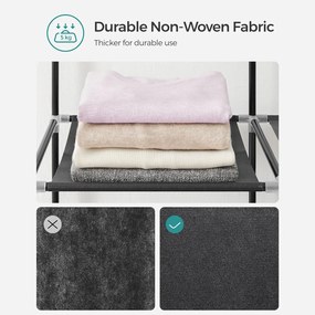 Šatník, prenosná modulárna skriňa, 4 bočné vrecká, čierna