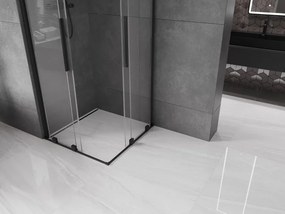 Mexen Velar L Duo, sprchový kút s posuvnými dverami 90 x 90 cm, 8mm číre sklo, čierna matná, 871-090-090-02-03-70