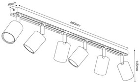 Bodové svietidlo TERRA 6xGU10/8W/230V čierna/dub