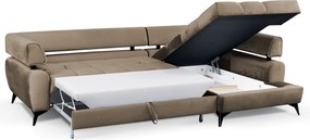 Rohová sedacia súprava Paris, svetlo hnedá látka, pravý roh