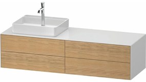 DURAVIT White Tulip závesná skrinka pod umývadlo na dosku (umývadlo vľavo), 4 zásuvky, 1600 x 550 x 408 mm, dub prírodný masív/biela vysoký lesk, WT4867LH5850000