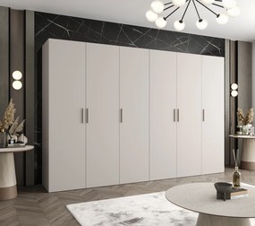 Šatníková skriňa 300 cm Borry 1 (kašmír + strieborná). Akcia -20%. Vlastná spoľahlivá doprava až k Vám domov. 1125798