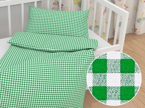 Biante Detské bavlnené posteľné obliečky do postieľky Sandra SA-058 Zeleno-biele kocky Do postieľky 90x140 a 40x60 cm