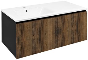 Sapho Sapho, LOREA skrinka s umývadlom 101x46x51,5cm (70+30cm), ľavá, dub collingwood/čierna matná, LE070-1935-L-03