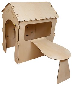 KIK Drevený detský domček SWEET HOME s magnetickou tabuľou a stolíkom 86 × 137 × 105 cm