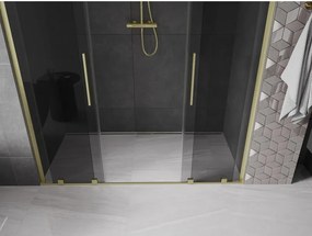 Mexen Velar L Duo, posuvné sprchové dvere do otvoru 200 cm, 8mm šedé sklo, zlatá matná, 871-200-003-42-55
