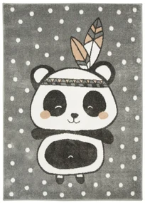 Detský koberec Lima 9371A Panda Indian svetlosivý / ružový