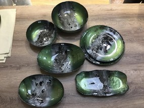 DEKORAČNÁ SKLENENÁ MISKA SABA (02) (FI) 21X7 CM ZELENÁ