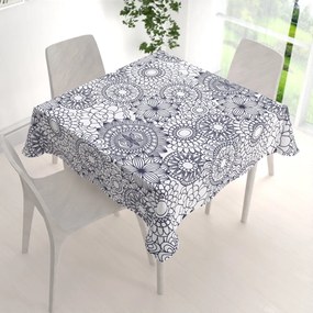 Biante Bavlnený štvorcový obrus Sandra SA-274 Tmavo modré mandaly na bielom 70x70 cm