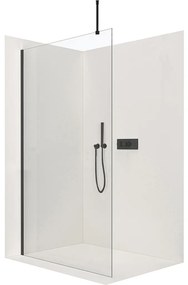 CERANO - Sprchová zástena Walk-in Onyx Top L/P - guľatá vzpera - čierna matná, transparentné sklo - 70x200 cm, CER-CER-8050BD1694