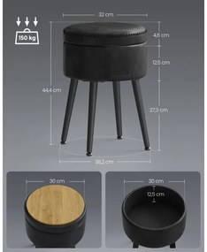 Kožený taburet CORE čierny