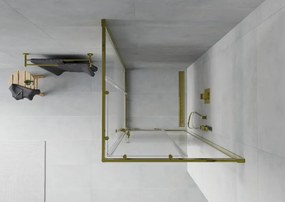 Mexen Rio, štvorcový sprchovací kút s posuvnými dverami 70(dvere) x 70(dvere) x 190 cm, 6mm číre sklo, zlatý profil, 860-070-070-50-00
