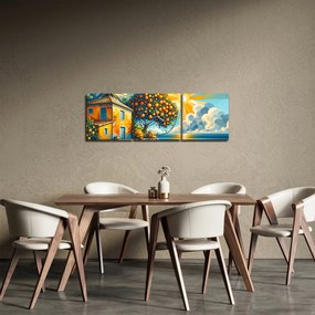 Obraz - Dom s pomarančmi I. (s hodinami) (90x30 cm)