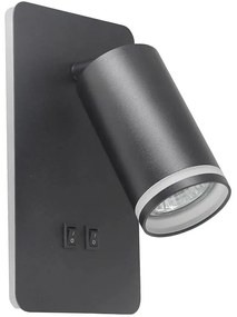 LED Nástenné bodové svietidlo PARIS 1xGU10/10W/230V + LED/6W/230V čierna