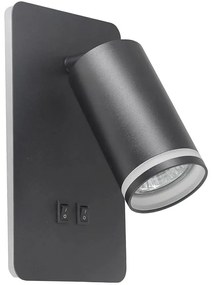 Polux LED Nástenné bodové svietidlo PARIS 1xGU10/10W/230V + LED/6W/230V čierna SA1870