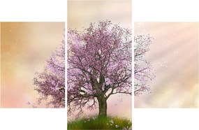 Obraz rozkvitnutého stromu na vrchole kopca (90x60 cm)